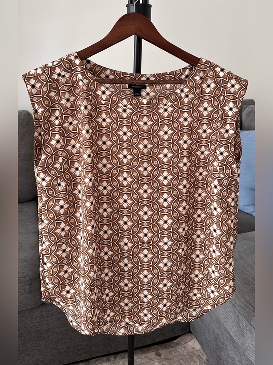 Ann Taylor Tops - Ann Taylor Brown and Cream Geometric Sleeveless Top - size S